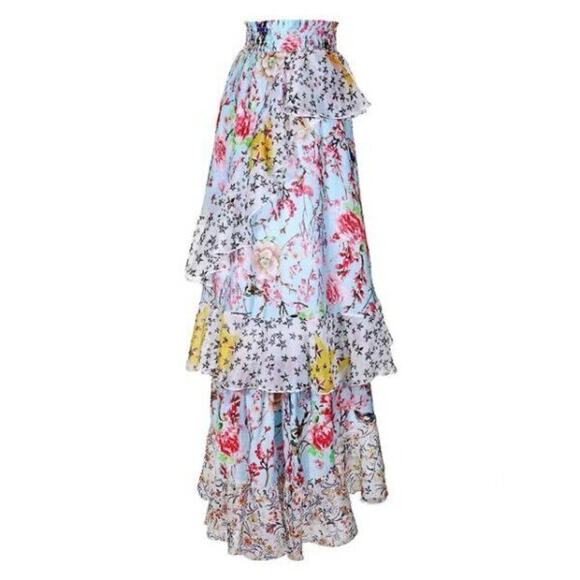 Amuse . Dresses & Skirts - AMUSE Patricia Forgeal Sz S Small Ruffled Tiered Floral Zen Skirt